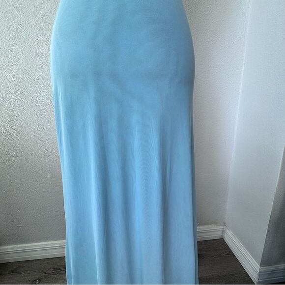 Commense Blue Strapless Dress Bodycon Floral Party Prom SZ L NEW - Picture 9 of 13